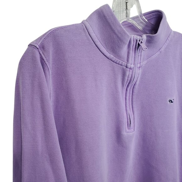 Vineyard Vines XL Top Pique Knit Quarter Zip Pullover Soft Whale Logo Lavender - Picture 6 of 12